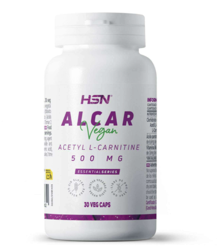 Acetil L-Carnitina en cápsulas vegetales. 1000mg por servicio. Con Ácido Pantoténico y Vitamina B6. Apta para veganos.